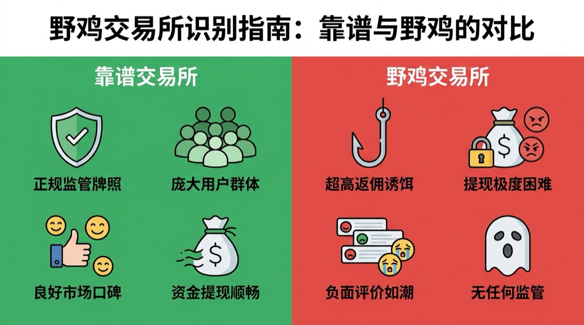 交易所返佣风险识别指南-靠谱交易所与野鸡交易所特征对比